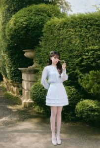 Set váy Xuân Hè cổ tròn phối bèo dọc