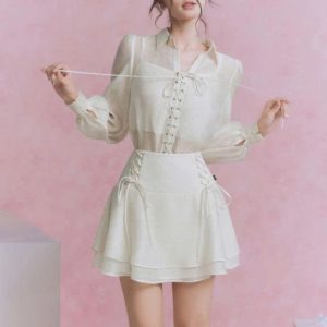 Chân váy đổ 2 tầng đan dây