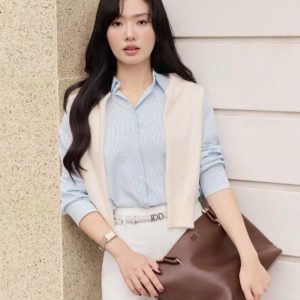 Áo Xuân Hè cổ đức dáng rộng, tay chờm